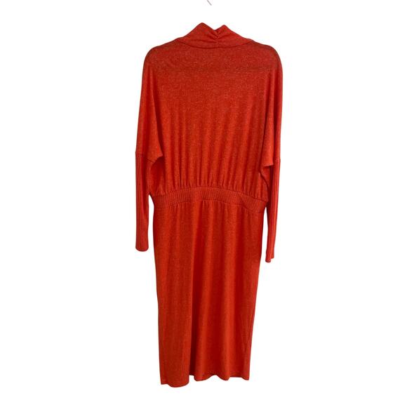 Anthropologie Daily Practice Draped Cowl Neck Maxi Dress Orange Knit Womens XL - Picture 9 of 9